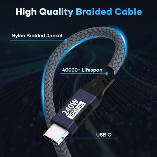 USB C auf USB C Kabel,2M 240W/20Gbps USB C 3.2 Gen2x2 Datenkabel PD 3.1 5K@60Hz/4K@144Hz Videoübertragung USB Typ C Kabel für iPhone 17/16/15,Samsung,MacBook,iPad Pro,Laptop,Handy,Tablet,SSD,Monito