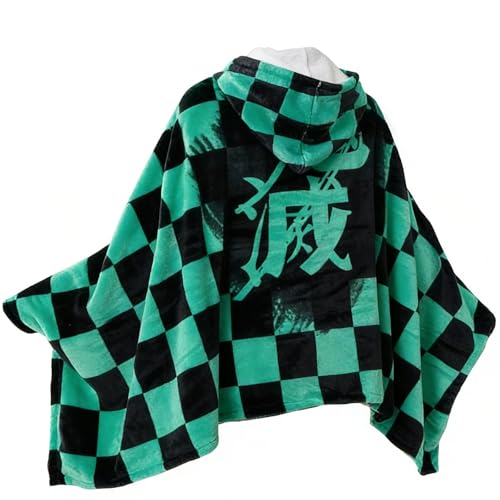 Juejuezi Hooded Wearable Blanket Hoodie Throw Blanket Cloak Cosplay Costume Shawl Wrap Nap Quilt 160x100 cm/63x40in(Green,One Size)
