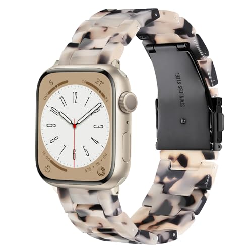 CRIS-BAND Compatible with Resin Apple Watch Bands Series 7/8/9/10/11 46mm 45mm 44mm 42mm for Women,Fancy Strap for iWatch Ultra 3/2 49mm Series 6/5/4/3/2/1/SE3 Slim Light Bracelet Wristband