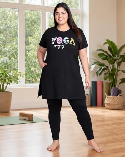 Image of In Love Women's Printed Cotton Plus Size Longline T-Shirt with Pockets | Cotton fabric - soft longline T-shirt with easy plus-size fit
