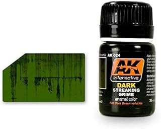 AK-Interactive AK 024, Streaking Grime for Dark Vehicles - 35 ML / 1.18 Fl.Oz Jar - Model Building Paints and Tools # AK-024