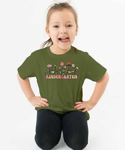 Floral Kindergarten Shirt for Girls Cute Wildflower Boho Graphic Tee for Kids3
