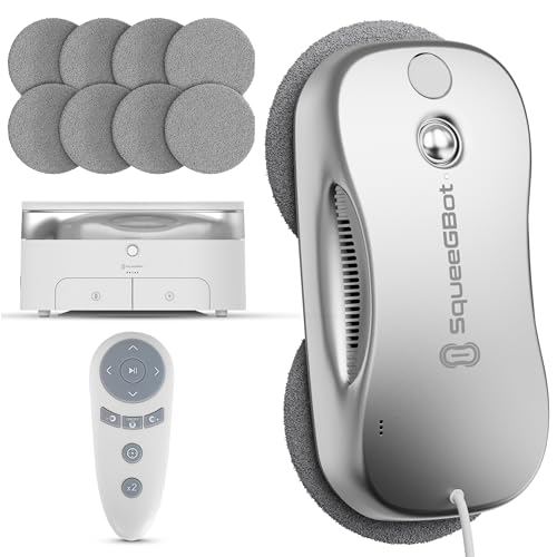 SqueeGBot Window Cleaning Robot Ideal for Panoramic Windows, Tiles, Mirrors, Robot Windows Cleaner with Intelligent AI 5.0 Navigation, Electric Window Cleaner Water Spraying, up to 5300 Pa