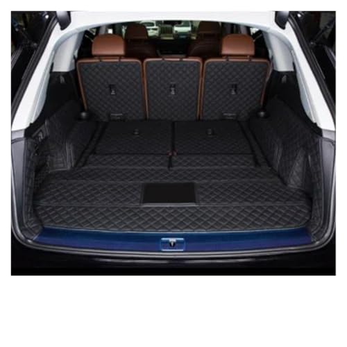 Tapis de coffre en cuir sur mesure pour Audi Q7 7 places 2022 élégance noire et rouge