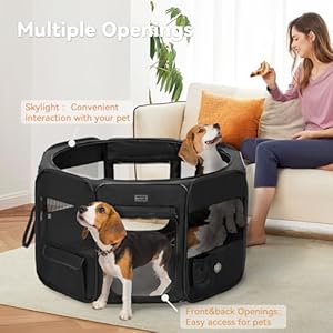 PETSFIT-Dog-Playpen-36-Sturdy-Pop-Up-Dog-Kennel-Foldable-Dog-Pen-Indoor-Outdoor-Puppy-Playpen-for-Medium-Dogs-Cats-with-Traveling-Bag-Zipper-Sealed-Removable-Mesh-Top-Leakproof-Bottom-Mat-Black-M - Cucciolini Doodles   PETSFIT-Dog-Playpen-36-Sturdy-Pop-Up-Dog-Kennel-Foldable-Dog-Pen-Indoor-Outdoor-Puppy-Playpen-for-Medium-Dogs-Cats-with-Traveling-Bag-Zipper-Sealed-Removable-Mesh-Top-Leakproof-Bottom-Mat-Black-M