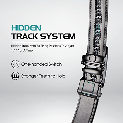 Men's Black Ratchet Dress Belt Comfort Leather Slide Adjustable Buckle, Trim to Fit4