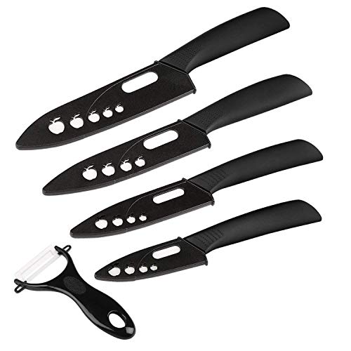 Foto von Ballery Keramikmesser Set, Professionelle Küchenmesser aus keramisch 4-teilig Messer (6 Zoll Chefmesser, 5 Zoll Mehrfunktionalmesser, 4 Zoll Obstmesser, 3 Zoll Obstmesser) und 1 Sparschäler – Weiß