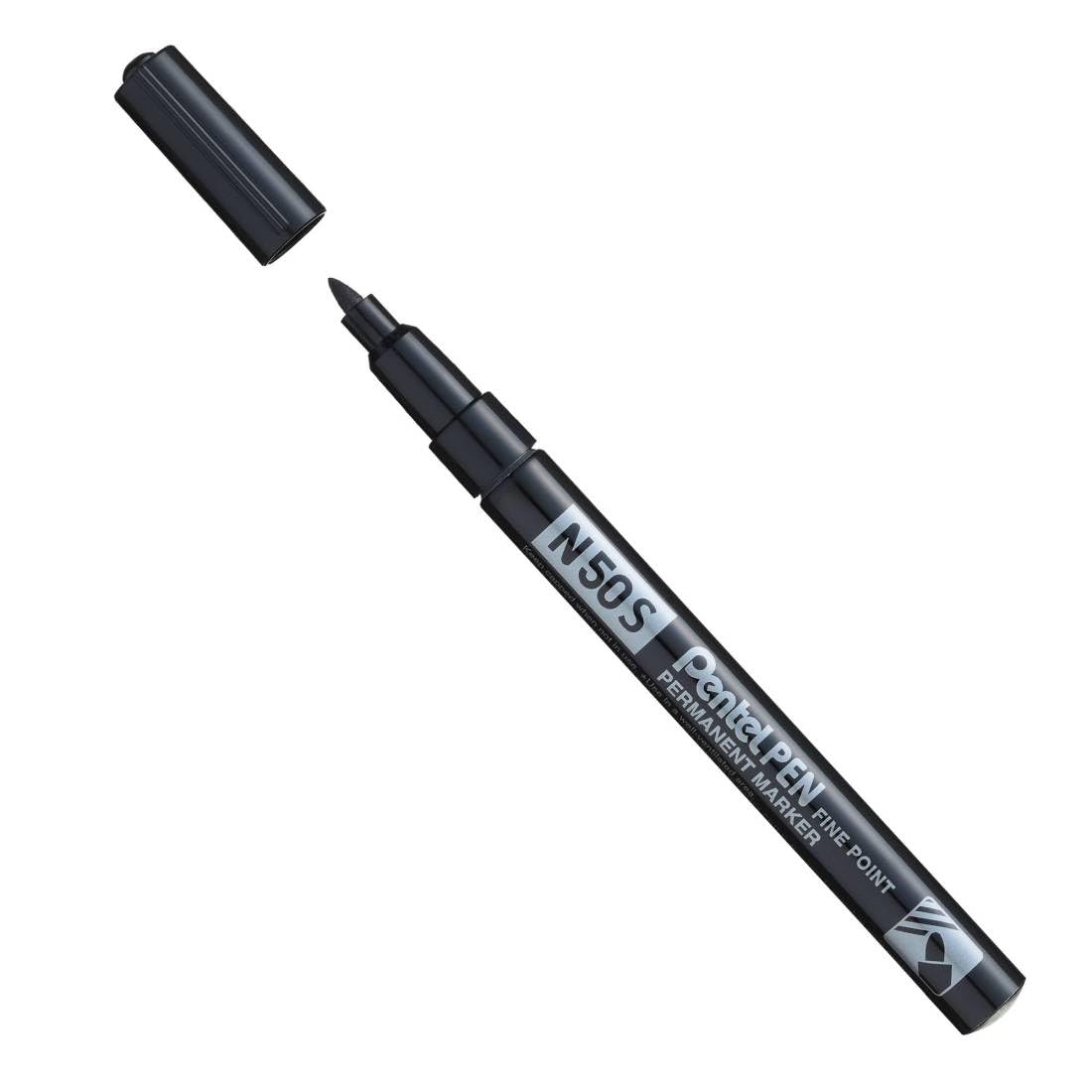 Pentel N50S-A Marcador permanente, carcasa de aluminio, 1,0 mm, negro, 1 unidad