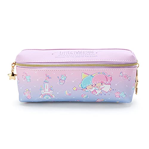 Kawaii - Estuche de lápices de dibujos animados de anime de alta capacidad, bolsas de almacenamiento de bolígrafo de cuero, suministros escolares de papelería de juguete de niña, Little Twin Stars
