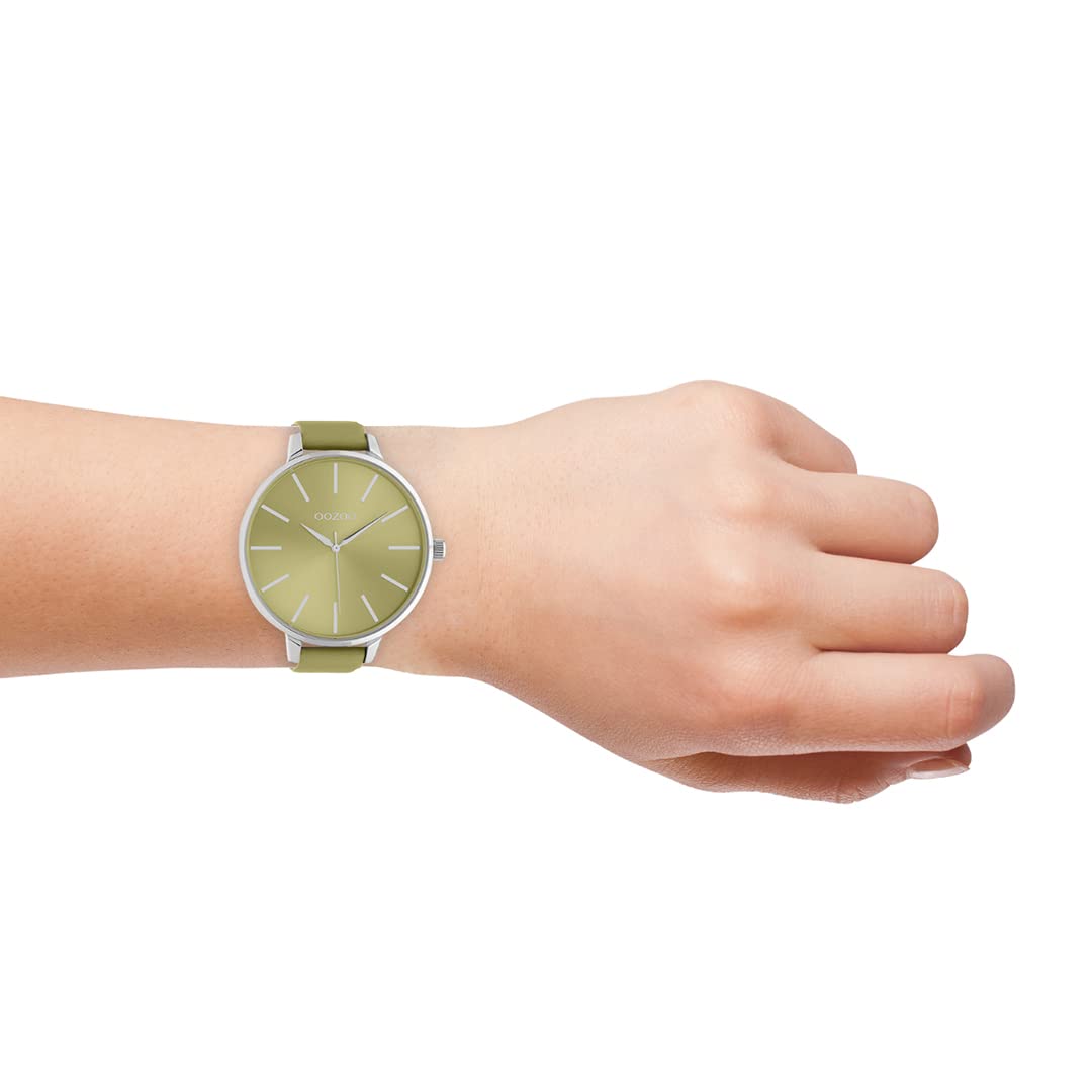 Oozoo Orologio vintage da donna – Orologio da polso da donna con cinturino in pelle 16 mm – analogico da donna, giallo ocra, extra groß, cinghia