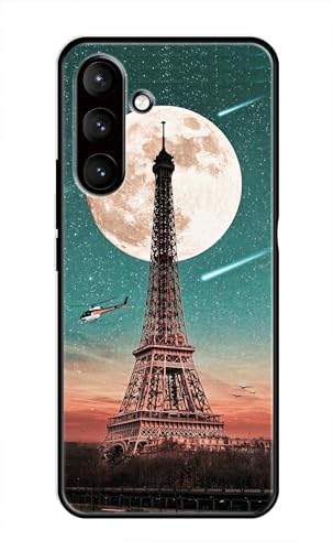 Image of Metal TPU Printed Back Cover for Samsung Galaxy M35 5G (Lovers Eiffel Tower) 360 Degree Protection | Camera Protection -25092024(AR)