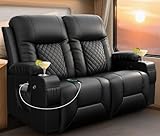 MOSGAT RV Loveseat Recliner Sofa, Reclining Loveseat Wall Hugger Recliners with USB Ports, Cup Holders, Insert Pockets, RV Recliners for Travel Trailers & Living Room, RV Furniture | RV Couch | Black
