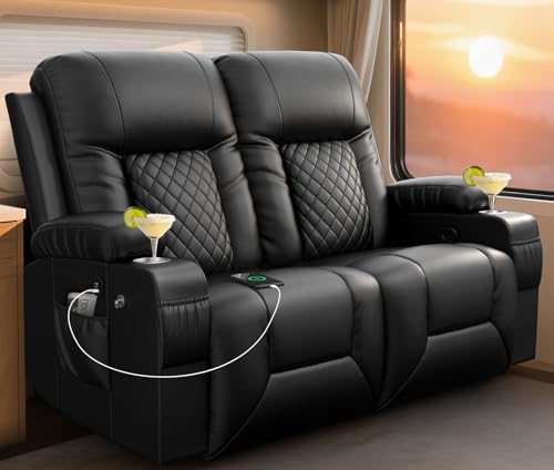 MOSGAT RV Loveseat Recliner Sofa, Reclining Loveseat Wall Hugger Recliners with USB Ports, Cup...