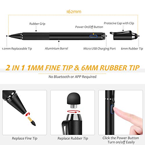 Stylus For Ipad With Palm Rejection, Meko Active Pencil Compatible With (2018-2020) Apple Ipad Pro (11/12.9 Inch),Ipad 6Th/7Th/8Th Gen/Mini 5Th Gen/Air 3Rd/4Th Gen For Precise Writing/Drawing (Black) #TOP1