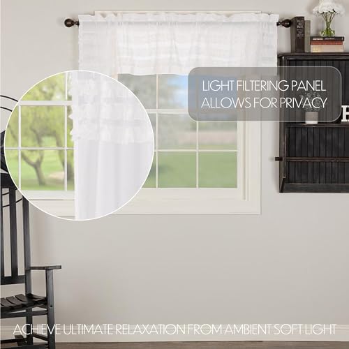 VHC-Brands-Farmhouse-16×72-Valance-White-Rod-Pocket-Kitchen-Window-Curtains VHC Brands Farmhouse 16×72 Valance White Rod Pocket Kitchen Window Curtains