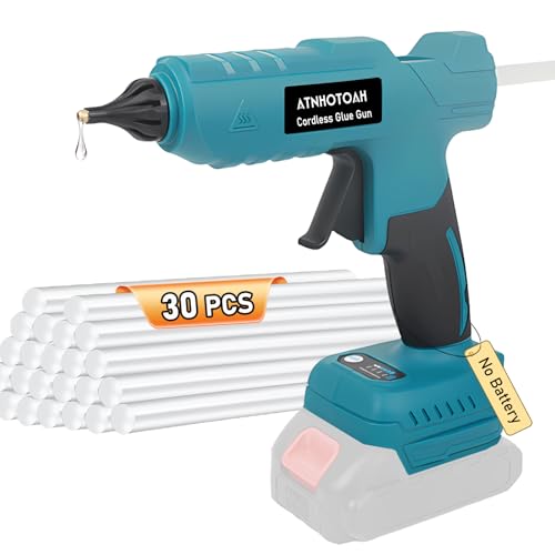 Cordless Hot Glue Gun 100W for Makita 18V Battery, High-Temp Handheld Electric Power Glue Gun with 30PCS Full Size Glue Sticks for DIY Crafts, Repairs, Home, Office & School Projects (No Battery)