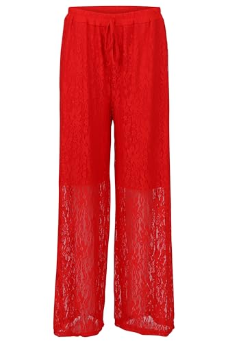 Malito - Damen Spitzenhose - weich fließende Strandhose - Lange Elegante Sommerhose - feminin festlich elastischer Bund 20634 - (Rot) Malito - Damen Spitzenhose - weich fließende Strandhose - Lange Elegante Sommerhose - feminin festlich elastischer Bund 20634 - (Rot)