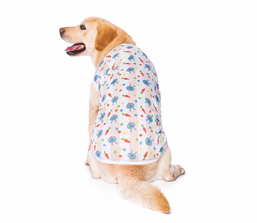 Image of HDKUW Pet Clothes,Dog Summer T-Shirt Cool Breathable Sunscreen Dog Vest Clothes Outfit Costume for Medium Large Dogs Blue Rabbit 2XL