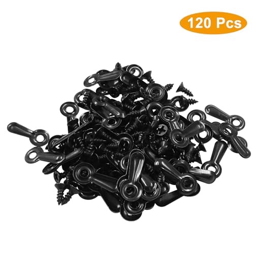 Image of BokWin 120 Pcs Picture Frame Turn Button Set Picture Frame Backing Clips and 120 Pcs Screws for Hanging Photos Pictures(Black)