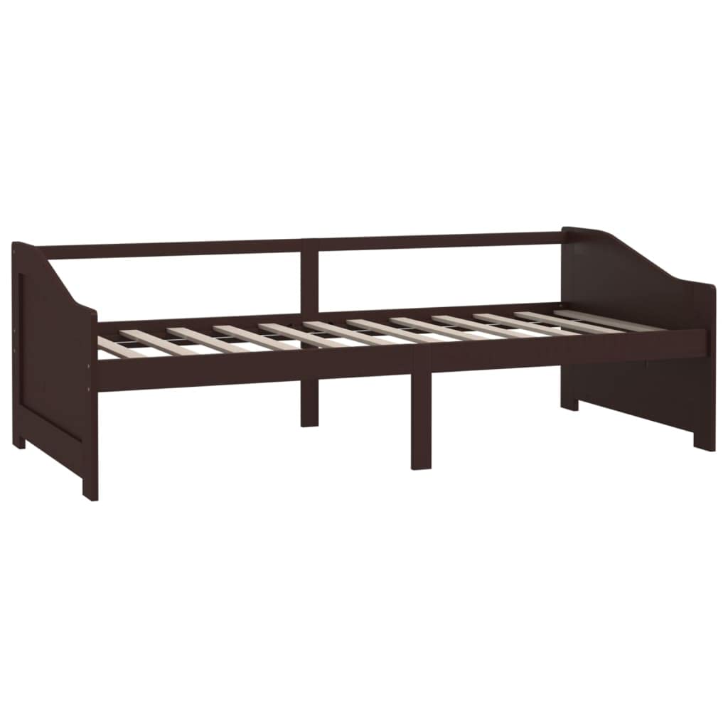 vidaXL Solid Pinewood 3-Seater Day Bed Home Bedroom Living Room Wooden Guest Sleepover Occasional Overnight Sofa Bed Day Bed Frame Dark Brown
