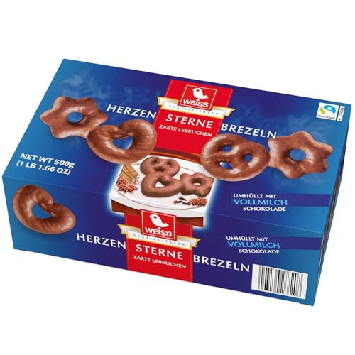 Weiss Herzen Sterne Brezeln Vollmilch