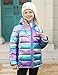 Lovekider Metallic Pink Puffer Jacket for Girls Size 8 9 Down-alternative Coat with Pockets Packable Warm Hooded Outerwear Fashion Holographic Jacket for Kids School Sports