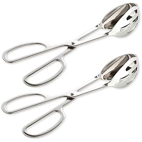KEBE 2-PACK Serving Tongs for Buffet Party Catering, Thickening Food Serving Salad Cake Bread Kitchen Tongs, Stainless Steel Cover