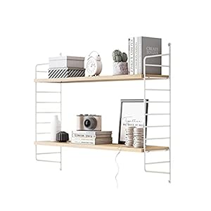 HJW Praktische opbergrek Wandmontage Opknoping Drijvende Plank 2 Tier, Metalen Houten Display Opbergrek voor Fotokader Boek Plant Pot Woonkamer Slaapkamer Badkamer Keuken 1Huiyang-01020, Wit
