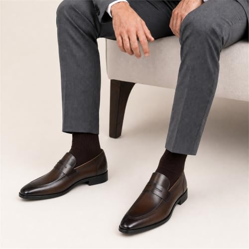 Image of GIFENNSE Men's Dress Shoes Slip-On Loafers Formal Leather Shoes for Men