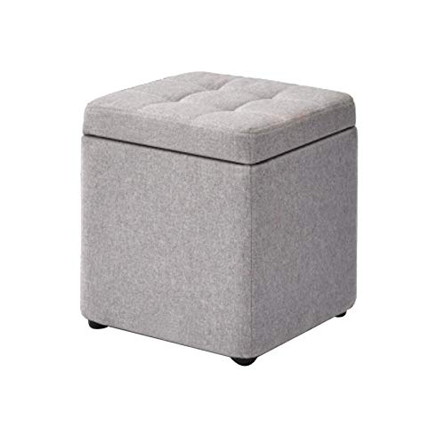 Hmeigui Storage Ottoman Cube Seat Foot Stools Small, Storage Stool Ottoman Bench Seat Foot Rest Stool Coffee Table Cotton Linen Fabric,Gray_35X30X30Cm #TOP6