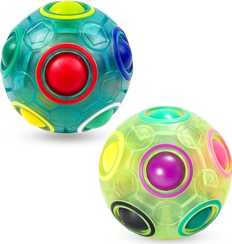 EACHHAHA 2 Pack Magic Rainbow Ball, Bola Magica 3D Puzzle Ball para Niños y Adultos (Azul + Verde)