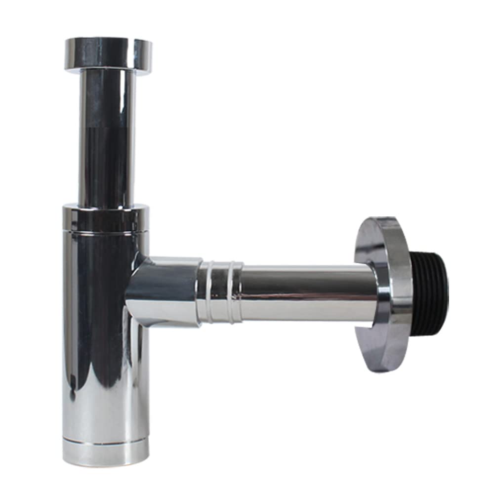 Talea Plastikowy syfon rurowy do umywalki, designerski syfon uniwersalny do umywalki i umywalki, 1 1/4 cala x 32 mm chrom, designerski syfon odpływowy GN022