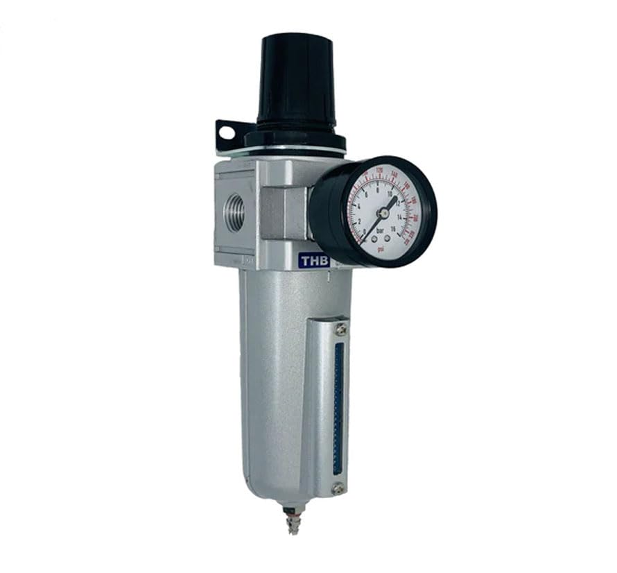 3/4" NPT, THB Industrial Particulate Filter Pressure Regulator Combination, Removes Debris Moisture, Regulates Air Pressure, 5oz Bowl (215 PSI Max), Qty 01
