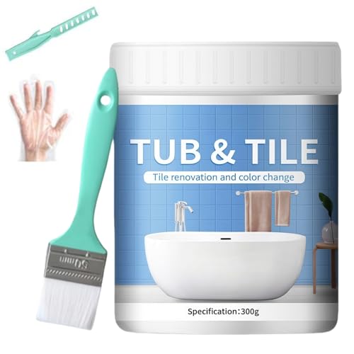 White Enamel Touch Up Paint Bathtub and Tile Paint Bath P/aint Gloss White White Repair P/aint for Scratches Waterproof Bathroom Tile Pai/nt with Brush Stirring Rods&Gloves Ceramic Pai/nt 300g