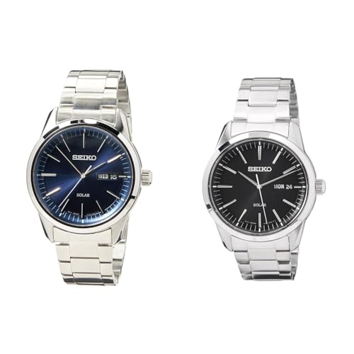 Image of Seiko Solar Men's Watch Stainless Steel Metal Strap SNE525P1 & Mens Analogue Quartz Watch with Stainless Steel Strap SNE527P1