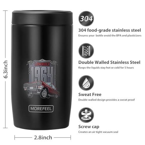 Image of Morefeel 4-in-1 Insulated Can Cooler for 12 oz Cans & Bottles | 304 Stainless Steel Can Holder Fits 12 Oz Slim Cans, Standard Cans, Beer Bottles & Works as A Open Cup; Dishwasher Safe