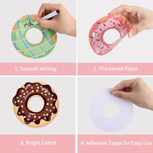 Image of Vuzvuv 90Pcs 5In Doughnut Paper Cutouts with 180Pcs Glue Points,Doughnut Cut Outs Bulletin Board Decorations for Birthday Party Theme Decor Supplies