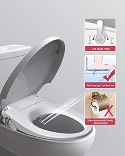 Uni-Green Manual Bidet Toilet Seat, White with Quiet-Close Lid&Seat, Non-Electronic,Dual Nozzles for Rear&Feminine