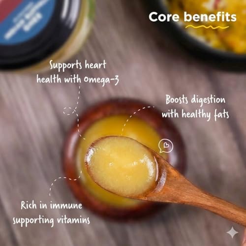 Image of The Bagdis Organic A2 Gir Cow Cultured Ghee | Vedic Bilona Method | Grass-Fed | 100% Organic & Farm Fresh Ghee Glass Bottle (1000ml) | Boosts Immunity & Digestion. Glyphosate Free.