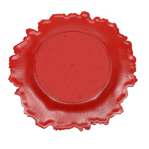 Set de 24 platos rojos redondos de 12.6 in, diseño coral miniatura 5