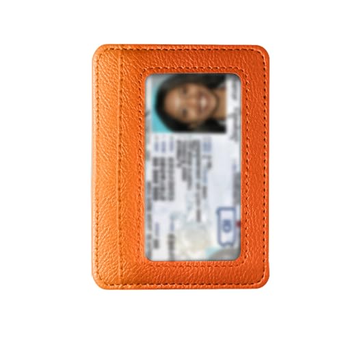 Slim Minimalist Front Pocket Wallet, RFID Blocking Credit Card Holder Card Cases with ID Window(QB05 Orange)