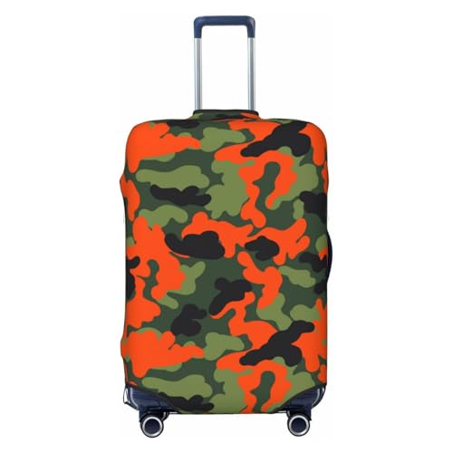 Travel Luggage Cover,Orange Military Camouflage Stretch Suitcase Cover Protector with Zipper Closure For 18-32 Inch Luggage