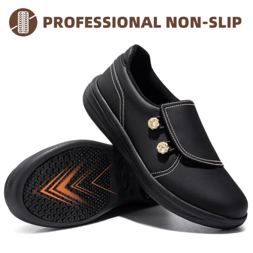 Image of LARNMERN Men's Non Slip Chef Shoes Slip On Leather Footwear