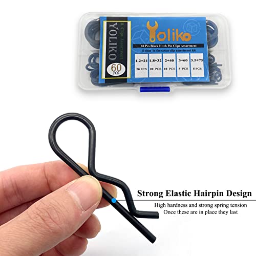 Image of 60 Pcs Hitch Pin Clip R Clips Retaining Pins Tractor Cotter Pin Hair Pin Assortment Iron Black Zinc-plating Spring Clip Retainer Hitch keeper Pins Kit for Dolly Pins /Hand Ttruck Pin Replacement
