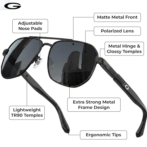 Image of grinderPUNCH Polarized Aviator Sunglasses Men Women Retro Vintage Square Pilot Sun Glasses UV400 Protection