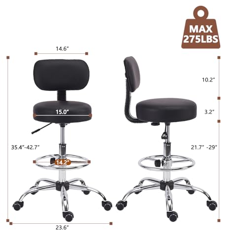 Klasika PACO-DFT Drafting Swivel Chair With Back Support And Adjustable Footrest Rolling Stool, Multi-Purpose Office Desk Chair thumb #2