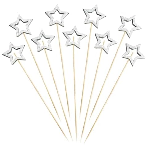 JIHUOO 50 Pcs Wooden Star Cocktail Picks Cover