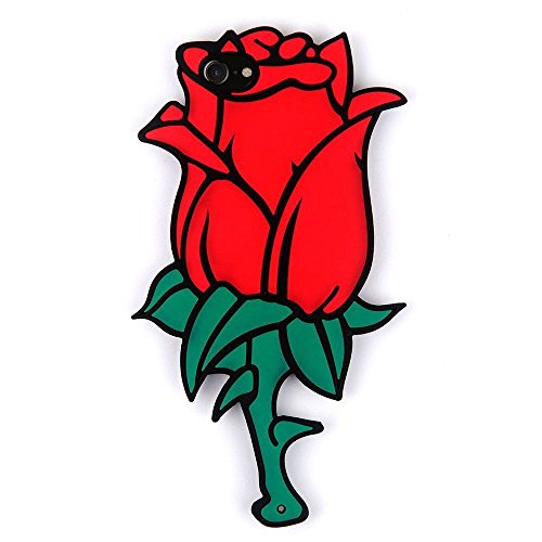Gravydeals Cute 3D Cartoon Red Rose Shaped Soft Rubber Silicone Case Back Cover for iPhone 7Plus/8Plus