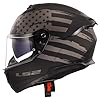 LS2 Helmets Stream II Full Face Motorcycle Helmet W/ SunShield (Matte America Gray/Black - Large)