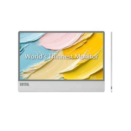 Image of SOTSU UltraSlim 12.5 inch Portable Monitor | Ultra-Thin Lightweight Aluminum Design | FHD 1920x1080 IPS | 5W Power Efficient | Glass Cover | Compatible with Laptop, Phone & DeX | Travel & Remote Work